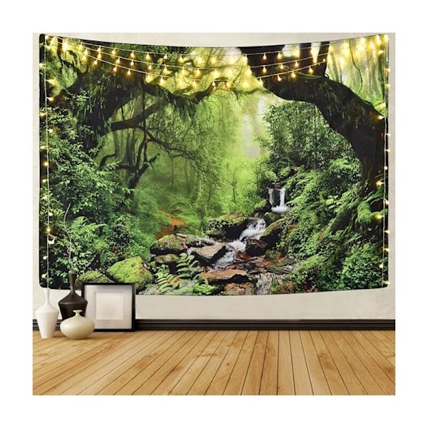 Dekorativ Väggbonad Sovrum - Tropisk Skog Natur Eco Växter Vatten Tupp - 200 x 150 cm Stor - Tyg Tapet - Tapestry Estetisk Vägg - P