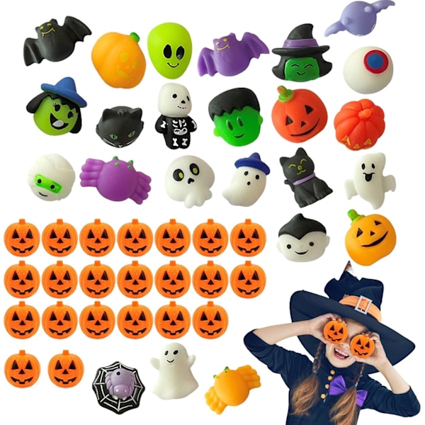 24 kpl Halloween-puristintoyja | 24 kpl Halloween-stressileluja, Halloween-aistiherkkyysleluja lapsille tytöille pojille lahjaleluja juhliin