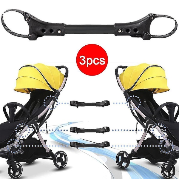 3stk Universal Twin Baby Stroller Connector Barnevogner for utendørs bruk