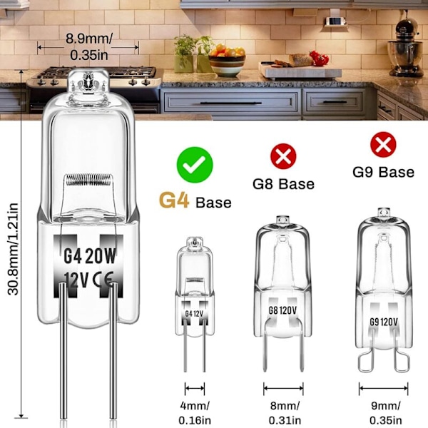 Halogenlampa g4 (10 stycken) 12V 20W 2800K Halogenlampor Varmvitt Ljus Dimbar För att ersätta kristallkronor, belysta skyltar, kökslampor
