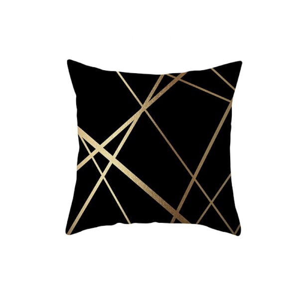 45×45 cm Sort Fløjl Dekorativ Pude Betræk Gyldne Linjer Geometri Pude Stue Soveværelse Bænk Sofa Pudebetræk Sæt med 2