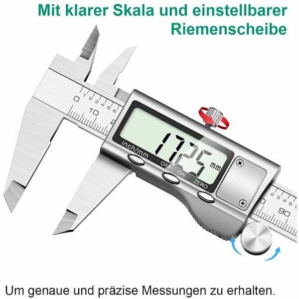 Digitaalinen työntötulkki - Digitaalinen teräksinen IP54-työntötulkki 150 mm mittaustyökalu suurella LCD-näytöllä ja paristonäytöllä, tarkka ja nopea mittaus mi
