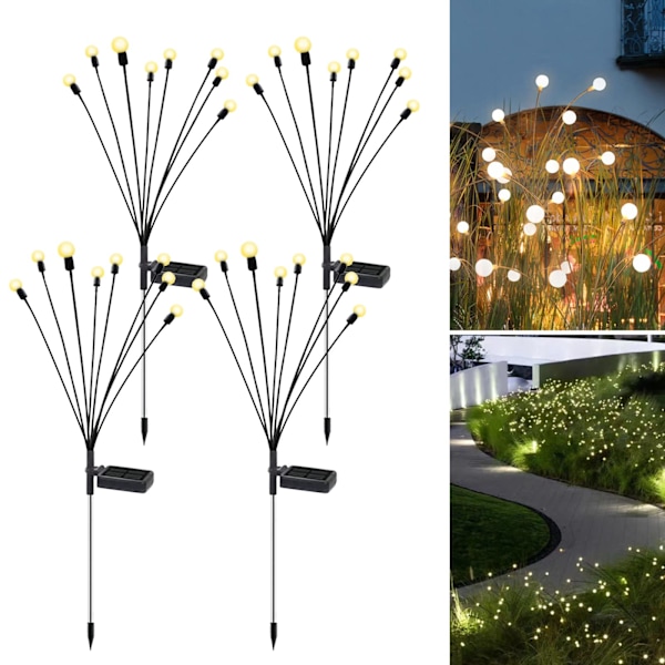 4-pack solcellslampor för utomhusbruk, vattentäta, med solcellslampor för trädgårdsstigar, landskap och utomhusdekoration (4-pack 8 LED)