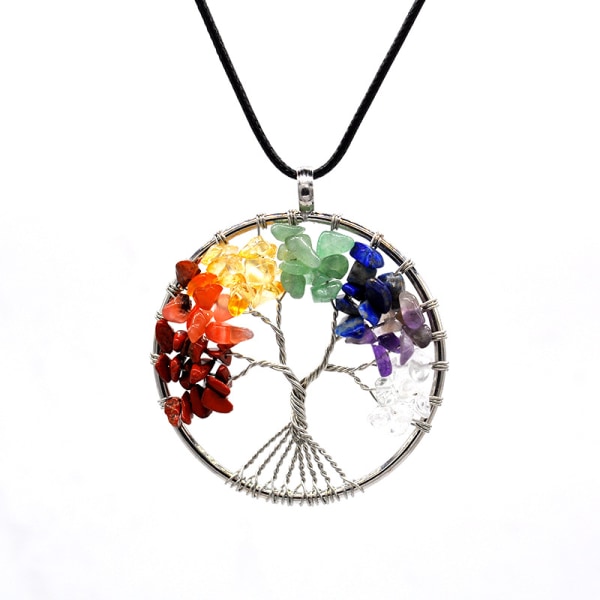Healing Crystal Car Hanging Ornament, Tree of Life Håndlavet Wire W