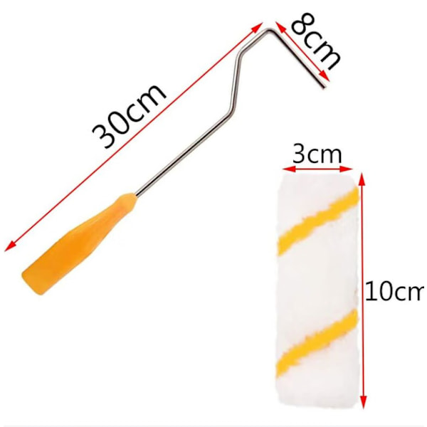10 stk. malingsrulle sett, 10 cm, liten malingsrulle med 1 rullebørsteholder, 32 cm, hjemmedekorasjonsverktøy for dør, tak, vegg, gulv