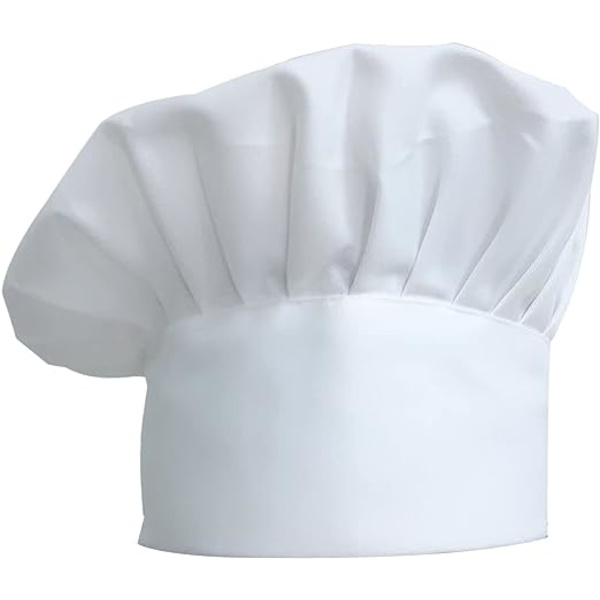 Unisex kockmössa med justerbart elastiskt band, kockhuva för män, kvinnor, matlagning, vit, 30 mm, 1-pack
