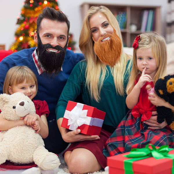 4 kappaletta tekopartoja, tekopartoja, hauska tekoparta, tekoparta naamiaisasuihin, Halloween-juhlatarvikkeisiin