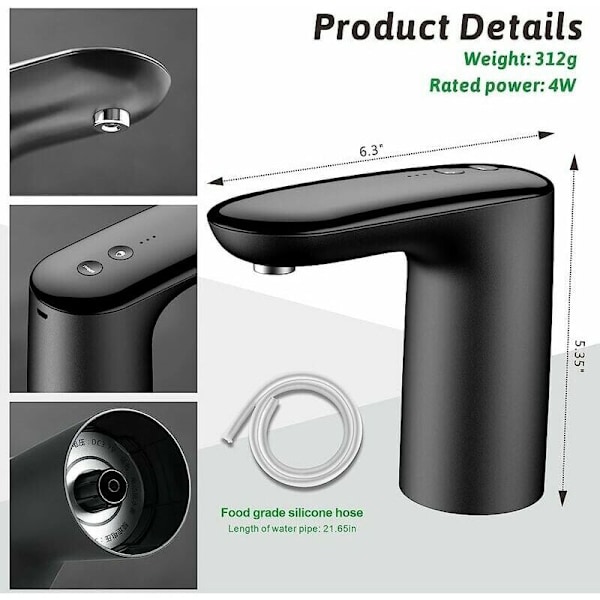 Vattenpump - USB-uppladdningsbar brytare för dricksvatten. Hus. Kök. Målning. Dricksvattenpump (svart)