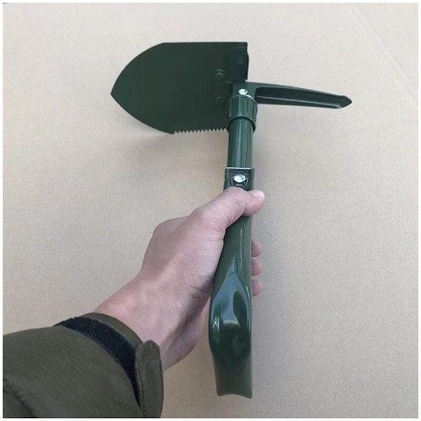 Stabil trädgårdsspade i kolstål, multifunktionell hopfällbar spade, camping spade viktiga tillbehör användbara utomhus (m grön)