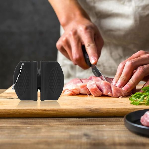 4 stk. bærbar køkkensliber, mini lommesliber til tykke og tynde knive, velegnet til vandreture, camping eller udendørs grill.