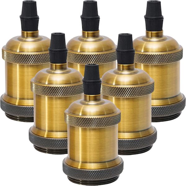 E27 Bronze Vintage Edison Lampholder Fatning, 6 × Loft Fatning til Lamper Retro Hængende Lampholder Fatning til Pendellampe Adapter