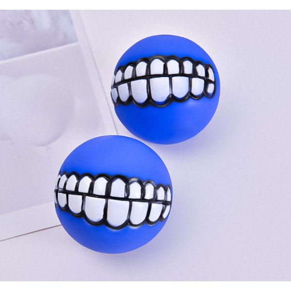 Set of 2（blue) vinyl dog tooth ball sound toys