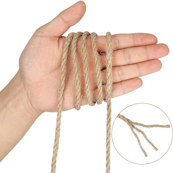Jute Twine Rope 6mm, 50 metriä hamppuköysi, puutarhaköysi DIY:lle, puutarhanhoitoon, pakkaamiseen