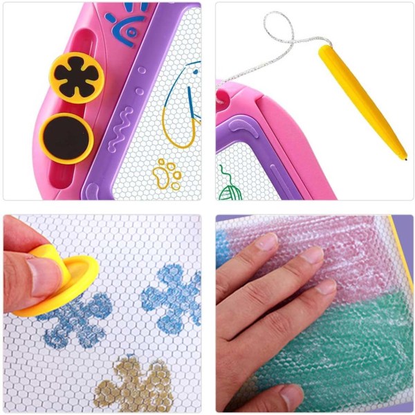 (Pink) 1 stk magnetisk tegnebræt Børnespil og legetøj - Sletbar notesblok Uddannelsesgave Små piger Drenge Rejsestørrelse