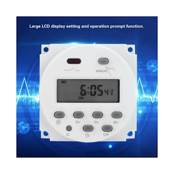Mini LCD Digitaalinen 12V Virta LCD Viikoittainen Ohjelmoija Relekytkin Digitaalinen Ajastin Virta-ajastimen Ohjaus Valkoisella Vedenpitävällä Suojuksella