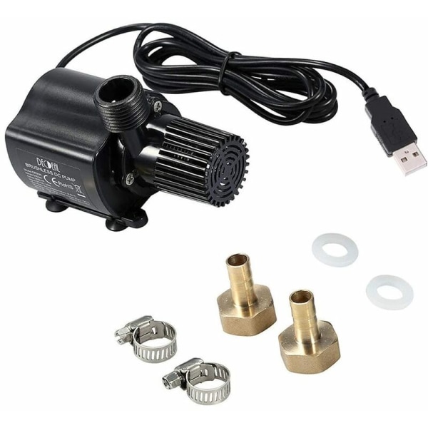 Puutarhan suihkulähdepumppu, USB-vesipumppu Puutarhan suihkulähdepumppu Amfibiopumppu 2 messinkisuuttimella ja USB-latauskaapelilla Sukellus Mini-vesipumppu Pon