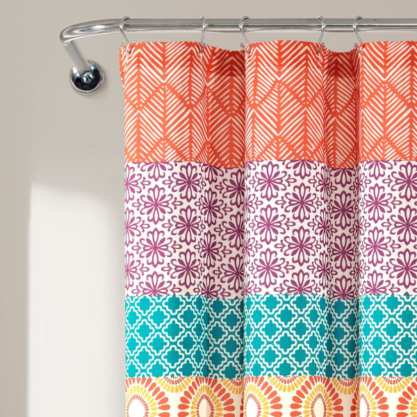 Luksuriøst dekorativt Boho stribet bruseforhæng Charmerende og dristigt farvedesign, perfekt til boheme badeværelsesindretning 72\" bred x 72\" lang i fuchsia og