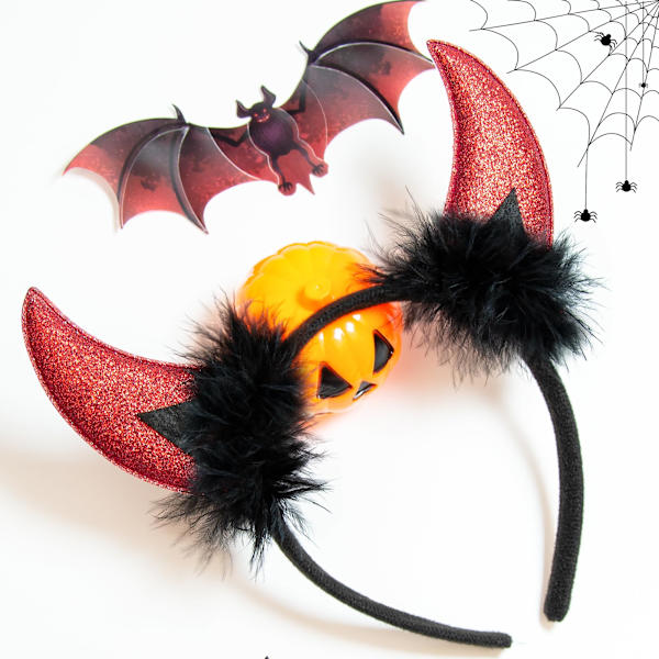 Glitter Djævle Horn Pandebånd, Røde Djævle Horn Djævel Kostume Kvinder Mænd Piger, Halloween Maskerade Cosplay Pandebånd (Sort og Rød)