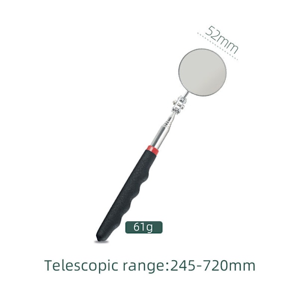 Teleskopiske speil, justerbare inspeksjonsspeil, inspeksjonsspeil, 360 graders roterende inspeksjonsspeil, teleskopisk opp til 72 cm, svart sklisikkert håndtak