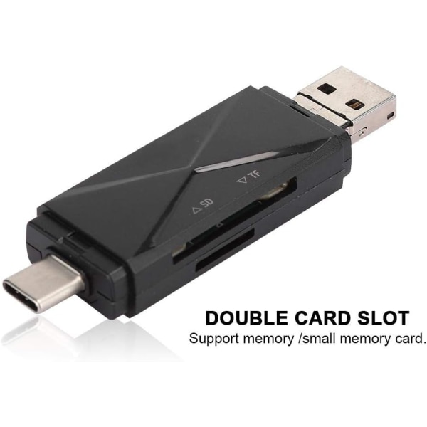 Type C kortlæser, USB 2.0 5 i 1 OTG Multi-Card Reader Converter