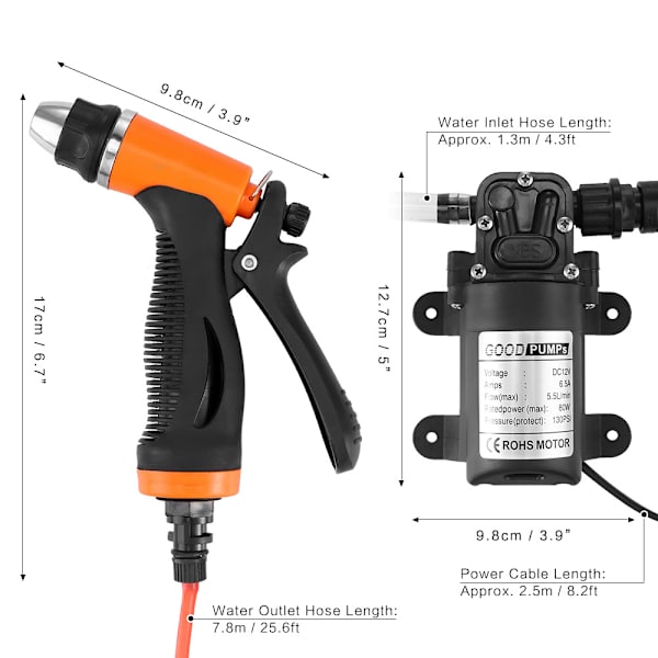 Biltvätt, 12v vattenpump, högtryckstvätt, självsugande bärbar elektrisk minitvätt, biltillbehör