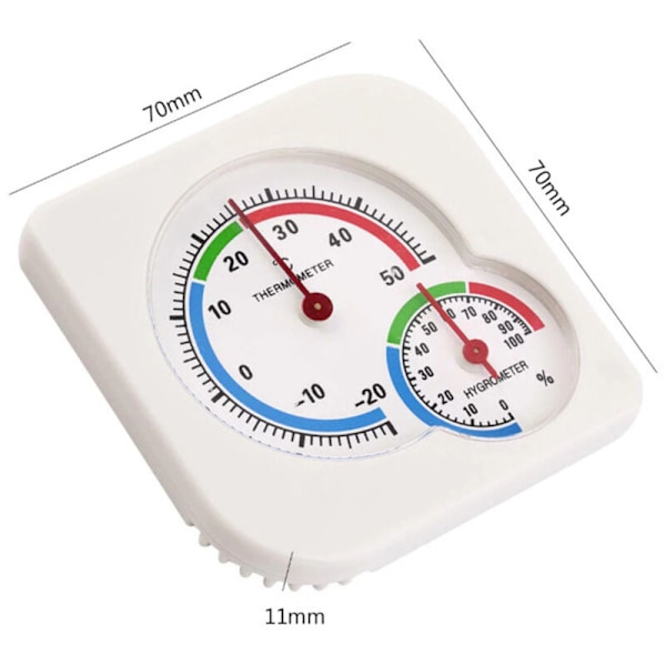 Hygrotermograf 2 i 1 Inomhustermometer Hygrometer Lättläst Partition indikation av hög precision färg med krok (vit)