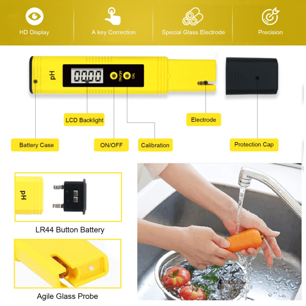 1 Pack pH Meter and TDS Meter, High Precision Test Pen, Ideal Water Purity Test for Drinking Water, Aquarium, Hydroponics