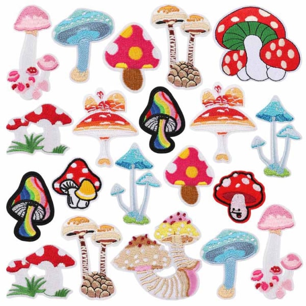 20 stykker tegneseriesoppbroderilapp Mushroom Grant Embroi