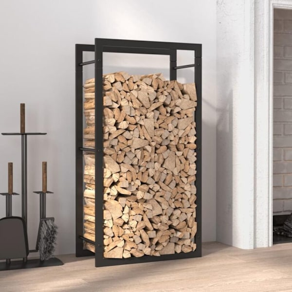 Svart Matt Vedställ 50x28x94 cm Stål