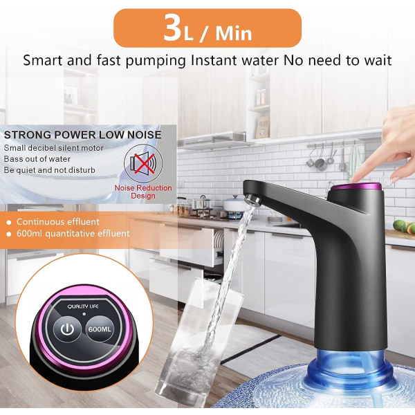 Kjelpumpe, Kjeldispenser, USB Bærbar Kjelpumpe for 5 Gallon Universal Kjel