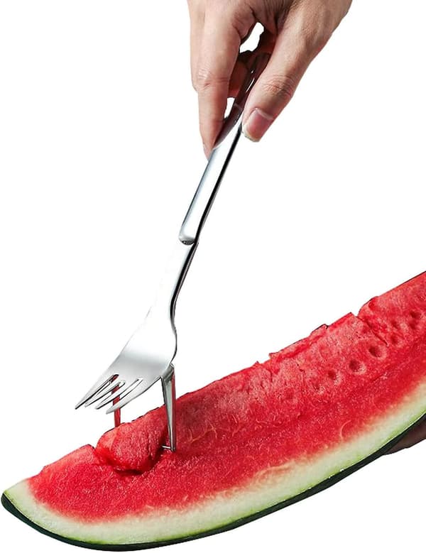 2 stk. Multifunktionel rustfrit stål vandmelon gaffel melon skærer vandmelon gave