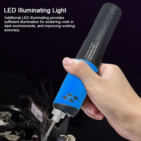 Elektrisk loddekolbe Bærbar intelligent 200-450 ℃ Multifunktionel USB-loddepen med LED-belysning til reparation og vedligeholdelse af lodning