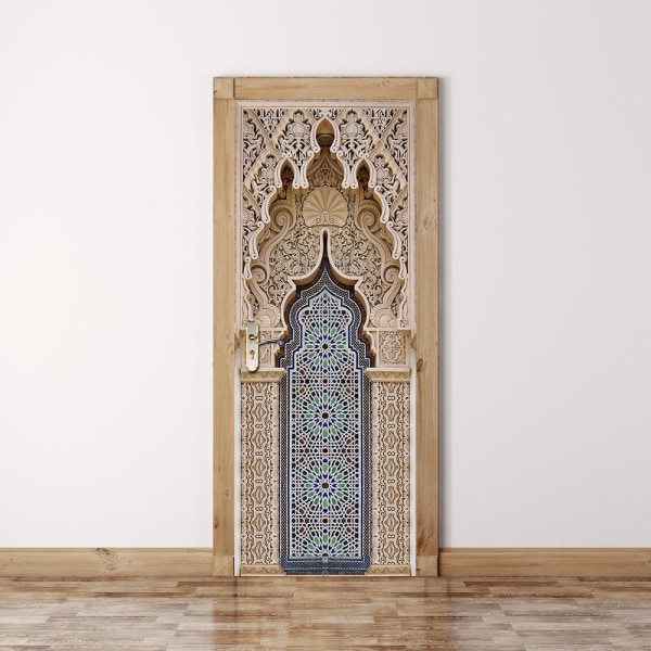 Simulering muslimsk stil 77x200 cm 3D-dörrklistermärke Vinkällare Foto