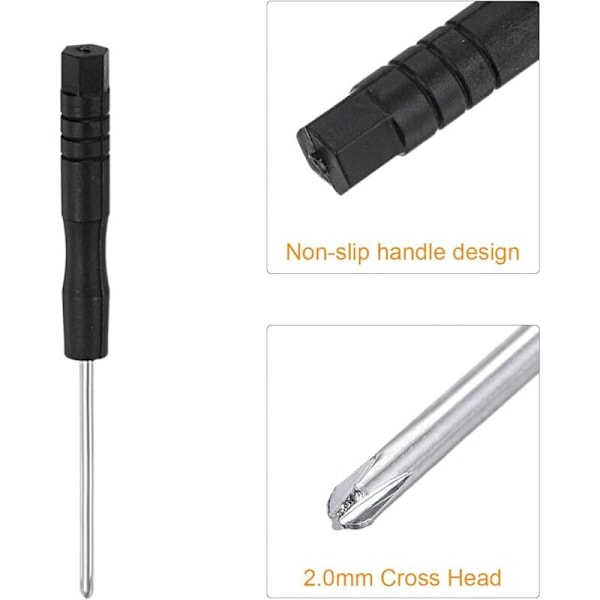 Mini Skrutrekker Phillips, 2.0mm Phillips-hode, for elektronisk reparasjon av urglass, pakke med 5