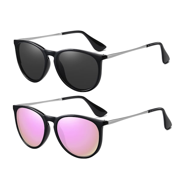 Solbriller Dame Menn Retro Polariserer, 2PCS