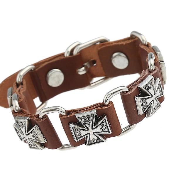 Vintage Punk Connection Läder & Metall Korsarmband