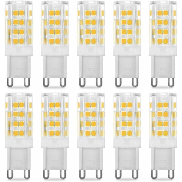 Pakke med 10 LED pærer G9 5W, svarende til 40W, Varm hvid 3000k, 220-240V, 360 ° spredningsvinkel