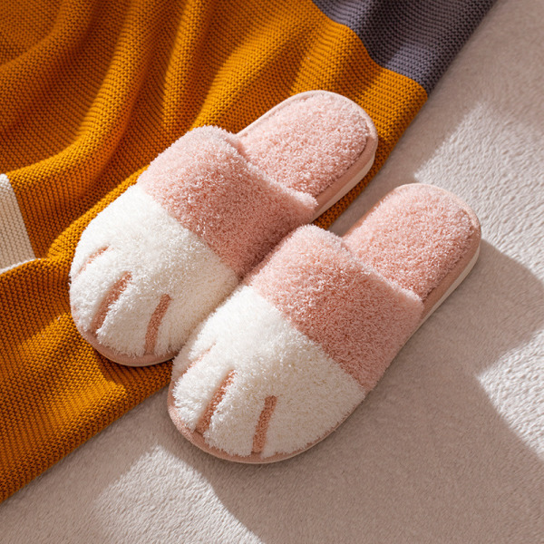 Kvindernes søde dyreslippers bløde plys katteklo hjemmesko med behageligt memory foam trin for trin indendørs og udendørs slippers, egnet til F