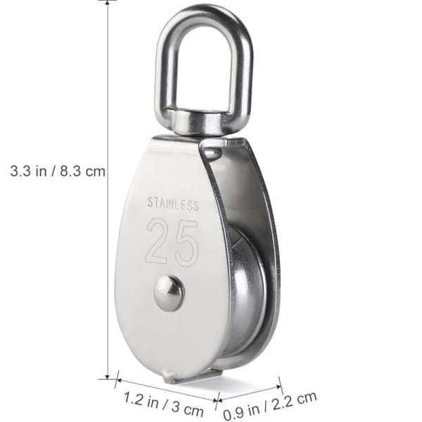 Rustfri stål trisse 304 m25 løftetrisse 150 kg 2 rum