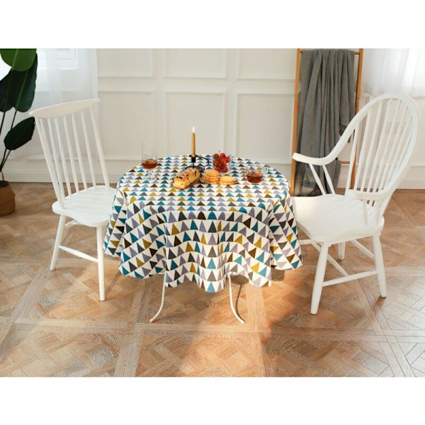 Duker，Rund 100cm Bomulls Lin Stoff Twill Duk Enkel Frisk Nordisk Stil Holdbar Gjenbrukbar Rynkebestandig Dekorasjon for Kjøkken Spisestue