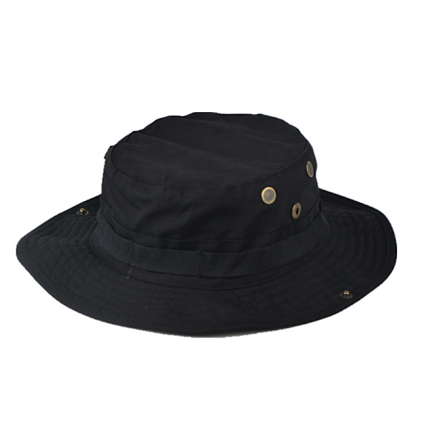 Udendørs camouflage boonie hat fortykke militær taktisk kasket til jagt camping (sort)