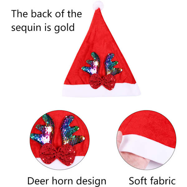 Tomteluva med glitter, 2 stycken, Julhattar för tonåringar och barn, Jultillbehör, ståtillbehör