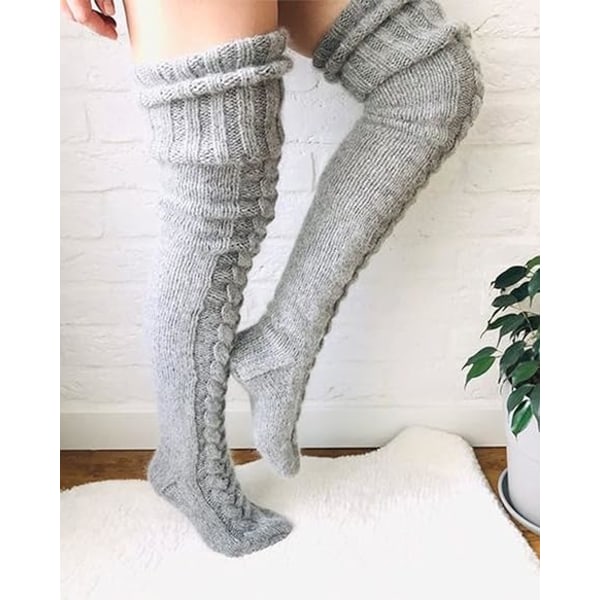 Women Girls Winter Cable Knit Over the Knee Socks Thigh High Boot Socks Stockings Leg Warmers