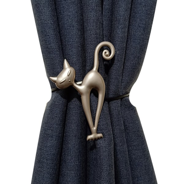 Gold Metal Magnetic Curtain Holder with Buckle Clips Alloy Cute Cat Back Tie Strap Home Decor