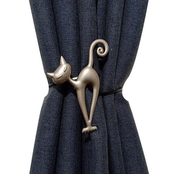 Gull metall magnetisk gardinholder med spenneklips legering søt katt bak slipsstropp hjemmedekor
