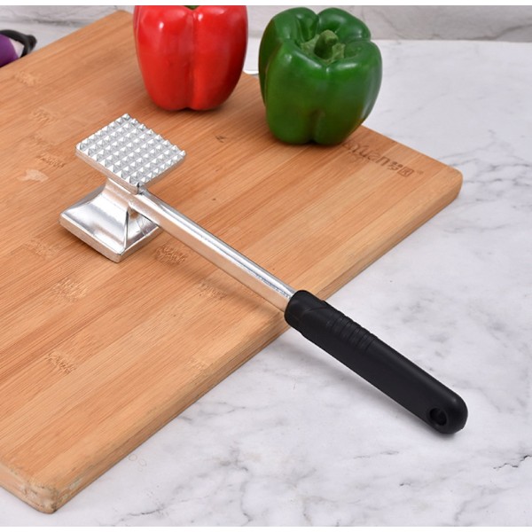 Kraftig kødhammer, Oversized køkkenhammer, blødt greb, værktøj maksimerer madsmag, pigget side mører, flad glat flader steaks