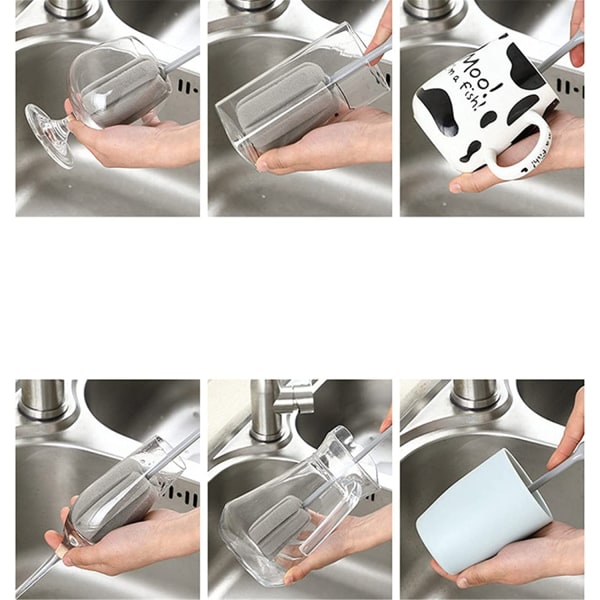 Rengøringsflaske langskaft kopbørste, køkkenkop, tekop, glas