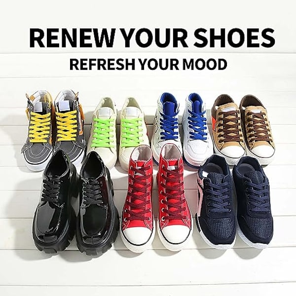 Flade skolisser til sneakers, flade snørebånd til sneakers - økonomiske, 8 mm brede