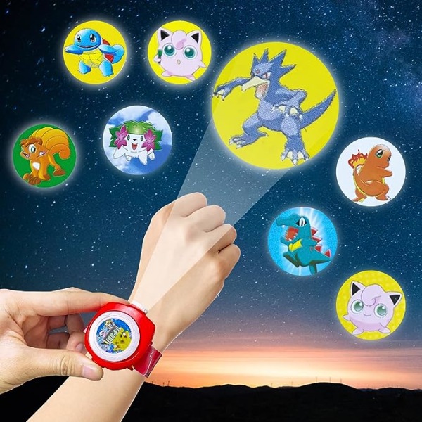 Barneklokke, Projeksjonsleker med 20 Projeksjonsmønstre, Projektorur, Tilkoblet klokke med projektor, Digitalt armbåndsur, Barnelektrisk