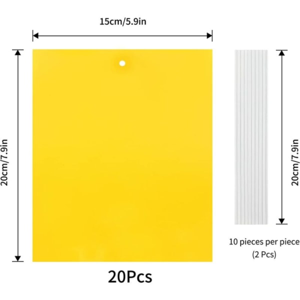 20 kpl keltaisia kaksipuolisia ansaloukkuja, 15 20 cm tahmeita paperitarroja valkoisia kärpäsiä, kirvoja, sääskiä ja lehtikuoriaisia vastaan